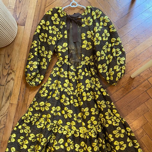 Ulla Johnson Puff Sleeve Silk-blend 'Allegra'  Jacquard Dress - Picture 4 of 5